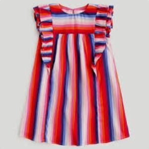 CREWCUTS/(by J CREW) Multicolor Striped Dress with Ruffle Sleeves